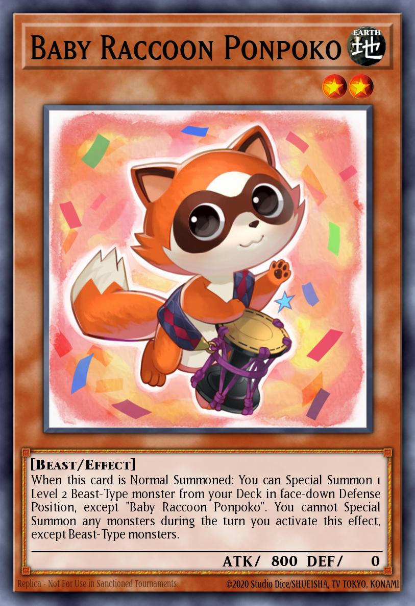 Baby Raccoon Ponpoko is one of the cutest yugioh cards