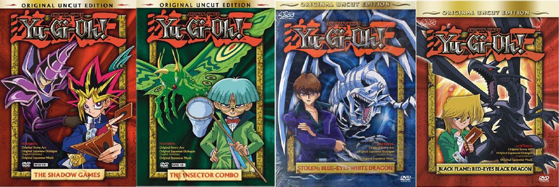 The only 3 dvd’s ever released for the uncut 4kids dub. There were 3 episodes on each, and the far right dvd was planned, even taking pre orders, but never released, leaving this dub at only 9 episodes.