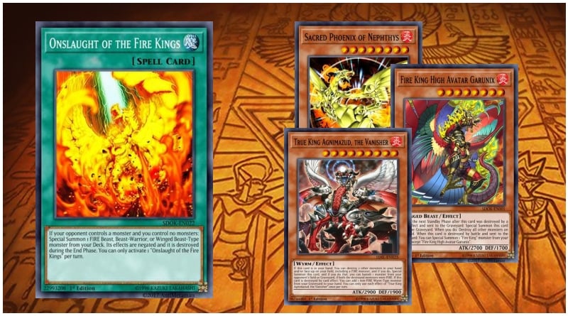 Yugioh Onslaught Of The Fire Kings Theme Deck With Garunix LOOSE Card Structure