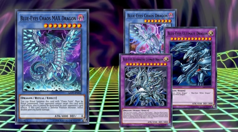 Yugioh lot of 2 max chaos dragon with blue eyes dupo-fr048